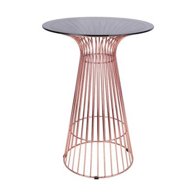 China Bar Table Hot Sales Good Quality Round Glass Metal Wire Dining High Bar Table Furniture for sale