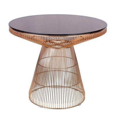 China Easy Clean/Durable Glass Top Wire Low Dining Table for sale