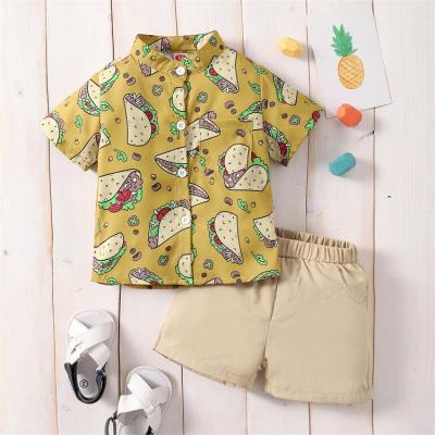 China Breathable Summer Shorts Sleeve Cotton Baby Tops Shorts Casual 2Pcs Toddler Infant Boys Clothing Sets for sale