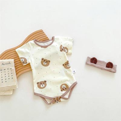 China Unique Designer Romper Summer Clothes Lovely Toddler Baby Boy Girl Overalls Newborn Infant Cartoon Bear With Hat for sale