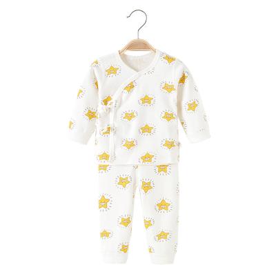 China Comfortable and soft new baby breathable autumn baby suit around the neck long sleeve top + pants two-piece set high quality for sale