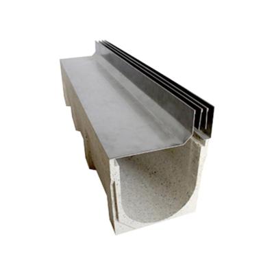 China Null U Shape Polymer Concrete Drain Building Drainage Trench With Stainless Steel Grating for sale