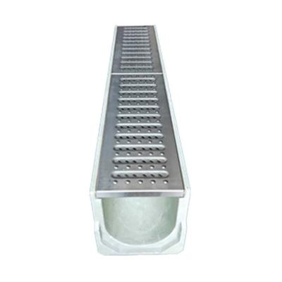 China Modern Width 300 mm U type polymer concrete drainage channel stainless steel water drainage channel with heavy loading for sale