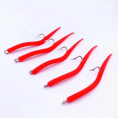 China 6/0 MUSTAD Hooks Sea Fishing Cod Lure Eel Hook With Tube Rubber Lure For Mackerel Rubber Hook 6/0 for sale