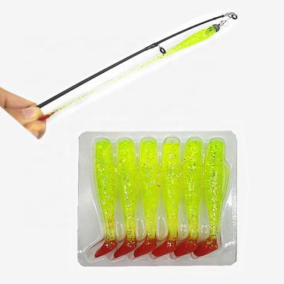 China 6pcs 8cm 80mm 5g Paddle Tail Lure Soft Plastic Fishing Shad for sale