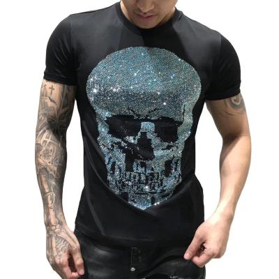 China 2022 Custom Anti-Wrinkle Fitness Black T-shirt All Over Print 3d T Shirts Rhinestone T-shirt Graphic 100% Cotton T Shirt For Men for sale