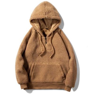 China 2021 Bulk Cheap Winter 1/4 Zipper Sherpa Hoodies Custom Heavyweight Viable Warm Hoodies For Men for sale