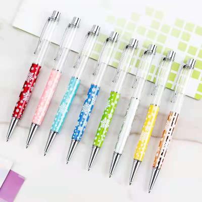 China Japan Popular and South Korea Fashion DIY Glitter Ball Pen Herbarium Ballpoint Pen Flower Empty Floating Tube Ball Pen for sale