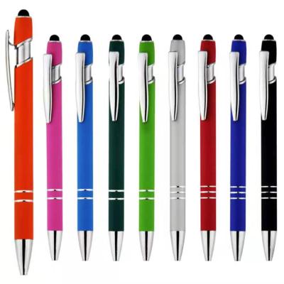 China Popular Promotional 2 in 1 Multi Function Metal Ball Pen Logo Tablet Stylus Pen Tip Aluminum Soft Touch Screen Pen for sale