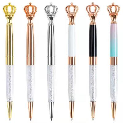 China Popular Design Genius Queen Scepter Crown Style Metal Crown Pen With Big Crystal Diamond Tip Pen With Big Crystal Diamond for sale