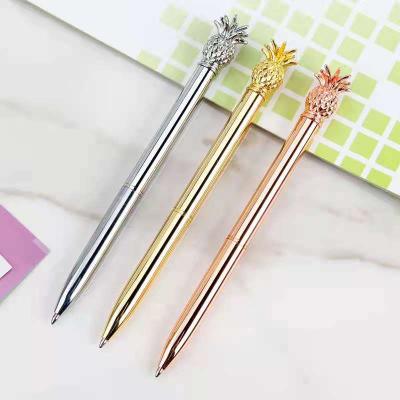 China Cute Pineapple Pen Twist Colorful Beauty Custom Logo Pineapple Ballpoint Pen With Popular Wholesale Fancy Fruit Fruit On Top for sale