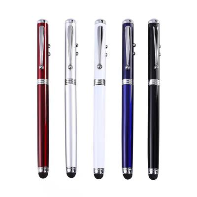 China Compatible Popular 4 in 1 LED Laser Indicator Torch Touch Screen Stylus Pen For Phone Tip for sale