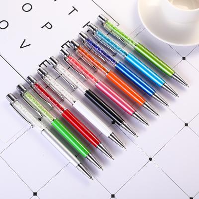 China Popular Customized Logo Crystal Diamond Pen Printed Cute Crystal Diamond Pen Pink Crystal Promotional Diamond Pen for sale