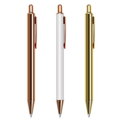 China Best Selling Popular Rose Gold Click Metal Ball Pen With Custom Logo For Promotion Gift Wedding Gift Pen for sale