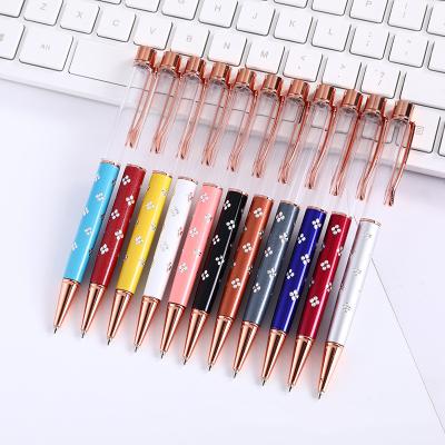 China Popular Promotional Cheap Colored Empty Glitter Pen Gift Promotion Floating Pen DIY Tube Metal Ball Pens for sale