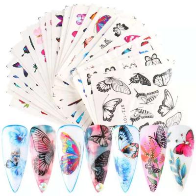 China 3d Nail Art DIY Decoration 3D Butterfly Nail Art Stickers Adhesive Sliders Colorful Blue Butterfly Nail Sticker for sale