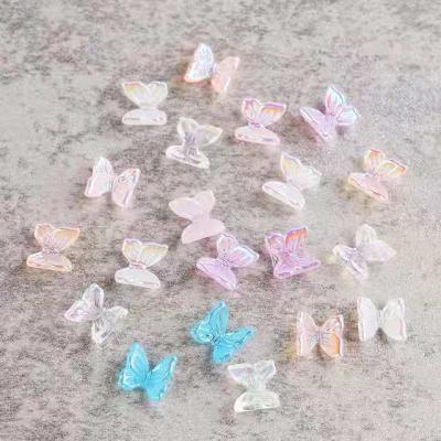 China Easy Apply Wholesale 8 Pcs Flat Back Shiny Art Rhinestones Acrylic Nail Stones Colorful Butterfly Nail Tips 3D Nails Art Decorations for sale