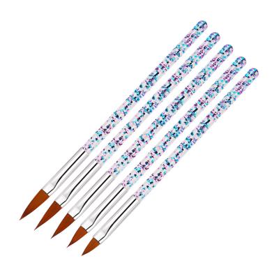 China Beauty Paint Tools 5 Piece Glitter Handle 3D Nail Set Brush Art Tool Nail Decorating Brushes Carving Brush Wholesale for sale