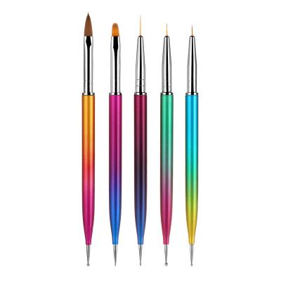 China Beauty Painting Tools 5 Pcs/Double Head Art Design Brush Nylon Painting Pen Nail Set Nail for sale