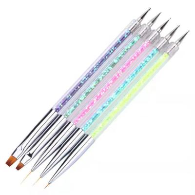 China Beauty Painting Tools Pen 100% Acrylic Two Point Kolinsky Drill Wire Art Nail Pen Brush Nail Art Brushes Liner Set of 5 Pieces for sale