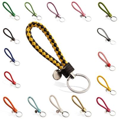 China Popular Hot Selling DIY Handmade PU Leather Key Chain Braided Rope Style Key Chain for sale