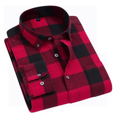 China Factory 2021Shirt Wholesale Custom Breathable Cotton Long Sleeve 100% Plaid Flannel Shirt Men for sale