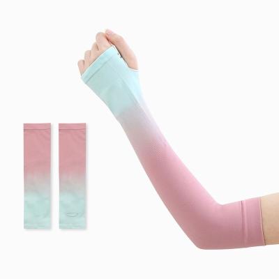 China Long Style UV Sun Protection Arm Sleeves For Men Women Cooling Sleeve Cover With Thumb Hole For Cycling, Workout, Running for sale