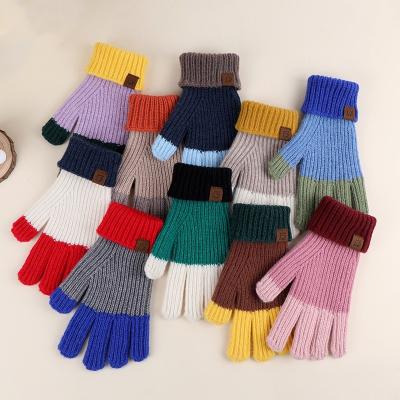 China Winter Touch Screen Gloves Warm Fleece Striped Knit Gloves for Cold Weather for Women Men for sale