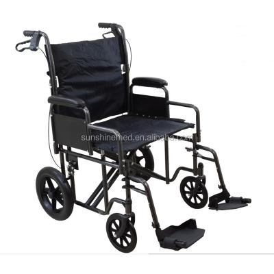 China WH923 Lightweight Heavy Duty Transport Wheelchair For Older Disabled Adults Folding Lightweight Steel Transport Wheelchair With Hand Brakes for sale