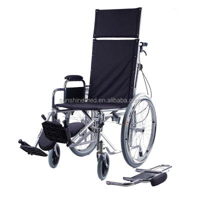 China WH904 Portable Steel Portable Wheelchair With Flip Back Desk Arms Elevating Leg Rests Rest Wheelchair For Elderly Handicapped for sale