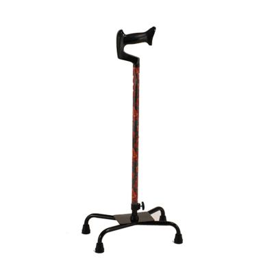 China Comfortable Height Adjustable Aluminum Quadruple Walking Cane With Ergonomic Handle Walking Stick For The Elderly CA213 for sale