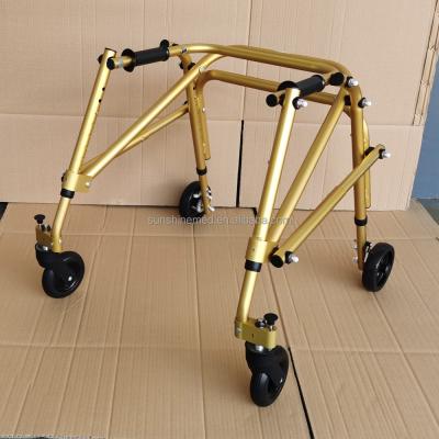 China Children's Anodized Aluminum Convenient Walker Pediatric Walkers Folding Gait Trainer Posterior Walker For Child WA220 for sale