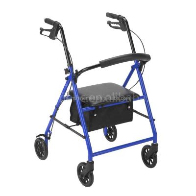 China Convenient Mobility Aids Drive Folding Four Wheels Walking Aid Rollator Walker With Seat Steel Rolling Walker For Seniors RO538 for sale