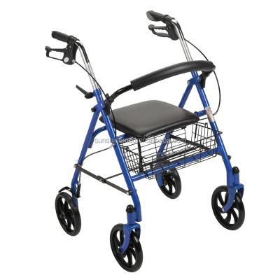 China Convenient Walking Frame With Tray Drive Rolling Walker For Leg Walker Adult Folding Rollator For Seniors 4 Disabled RO512 for sale