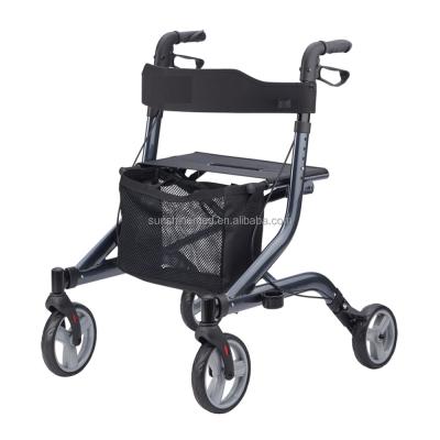 China Convenient Walking Aid For Adults Disabled Four Wheel Folding Cross Frame Walker Rollator For Elderly RO534 for sale