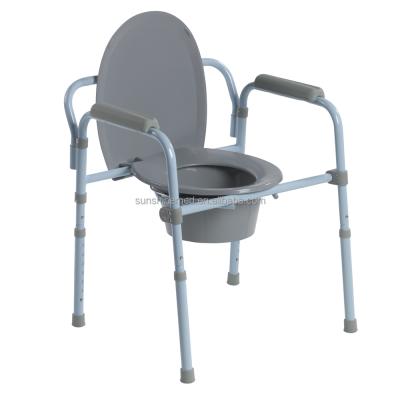 China Hospital Disable Comfortable Steel Folding Bath Chair Toilet Commode Chair With Arm Rest For Elder BA382 for sale