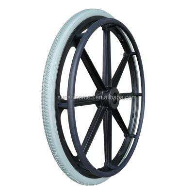 China Height Adjustable Wheelchair Spare Parts Mag Wheels With Handrim Components Wheel With Pneumatic Tires SPMW01 for sale