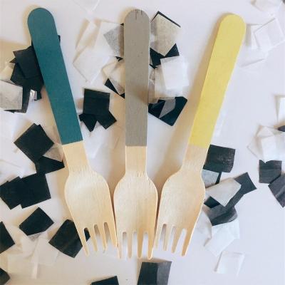 China 100% Biodegradable Mini Wooden Little Salad Forks Disposable Cutlery Fork Wholesale A Level Prices Birch Wood for sale