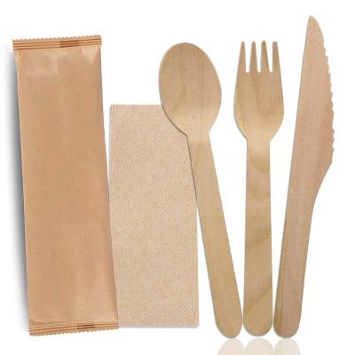 China 100% Wooden Knives Forks Spoons Sustaineable Bulk Customized Cutlery Blank Birch Wood Set Maker Disposable Wood for sale