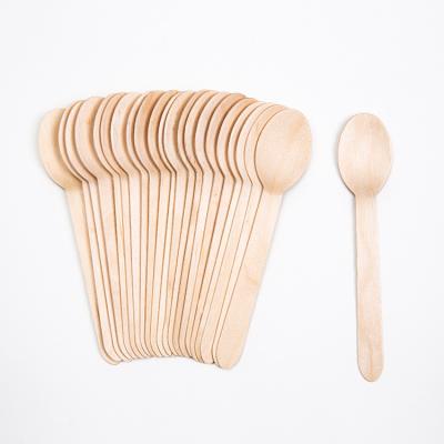 China Eco - Friendly Stocked Disposable Tea Dessert Ice Cream Disposable Wooden Spoons Standard Size for sale