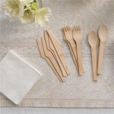 China New Design Birch Wood 100% Wood Disposable Tableware Set Compostable Wood Spoon Fork for sale