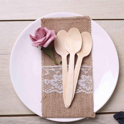 China 100% Wooden Spoon Set 160mm Birch Wood Spoon Set Birch Wood Cutlery Knife 165mm Disposable Biodegradable Custom Wholesale Wood Fork for sale