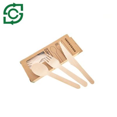 China 100% Health and Hygiene Disposable Birch Wood Disposable Tea Wooden Spoon Fruit Top Rate Fork And Knife for sale