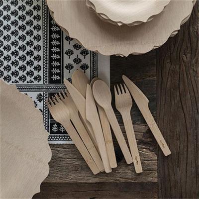 China China Factory Cutlery Spoon 100% Wooden Spoon Fork Knife Set Birch Wood Food Grade Cheap Mini Bulk Disposable Wooden Fork for sale