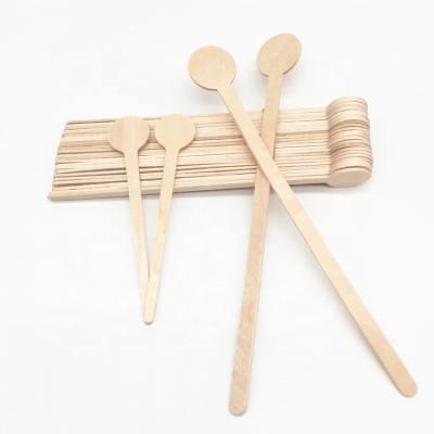 China Custom Disposable Birch Espresso Coffee Wooden Stocked Cake Shop Stir Sticks Stirrer 7.5 Inch for sale