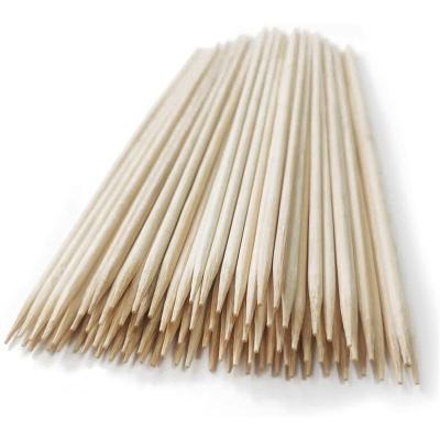 China Natural Heat Resistance Rotate Biodegradable BBQ Round Bamboo Skewers BBQ Skewers Eco Friendly 2.5*200mm Thin Sticks for sale