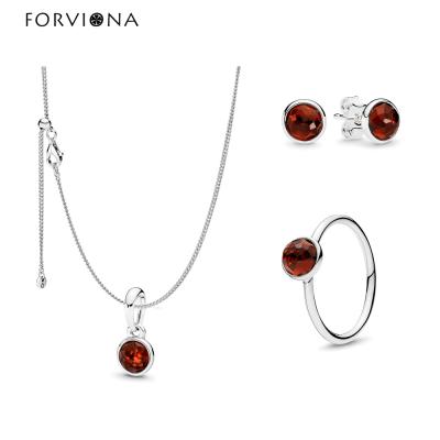 China Wholesale CLASSIC Simple and Elegant Women's Jewelry Set Artificial Ruby Silver Plating 925 Jewelry Set for sale