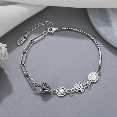 China Wholesale 925 Sterling Silver Retro CLASSIC Jewelry Crown European Creative Smiling Bracelet for sale