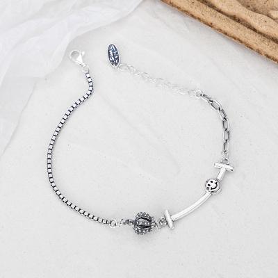 China Wholesale 925 Sterling Silver Jewelry Hip Hop CLASSIC Style with Crown Charm Silver Bracelet for Women for sale