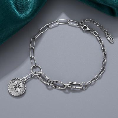 China 2021 Fast Delivery Trend 925 Sterling Silver Vintage Map Flower Round Bracelet for sale